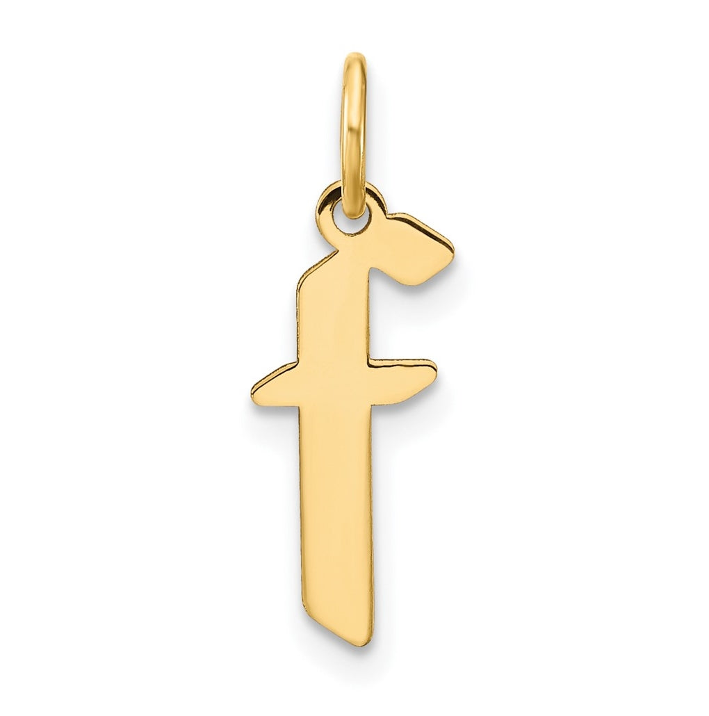14K Yellow Gold Lowercase Letter F Initial Pendant