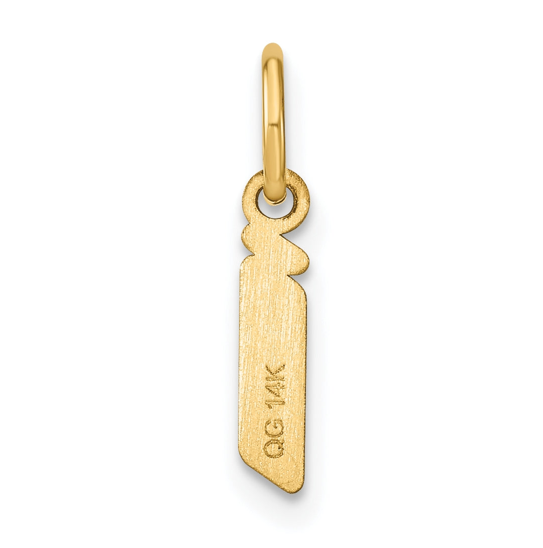 14K Yellow Gold Lowercase Letter I Initial Pendant