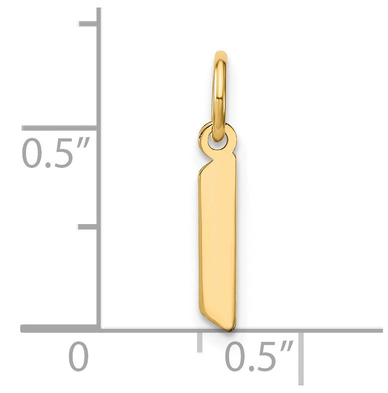 14K Yellow Gold Lowercase Letter L Initial Pendant