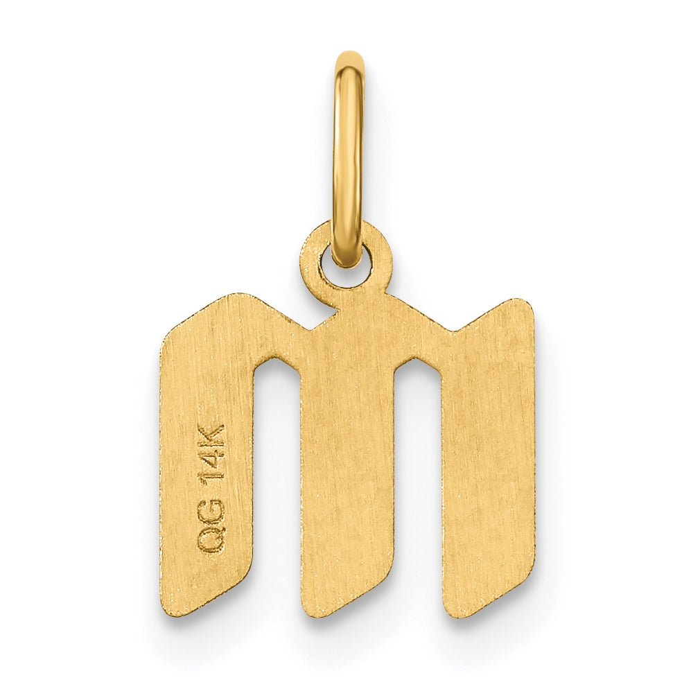 14K Yellow Gold Lowercase Letter M Initial Pendant