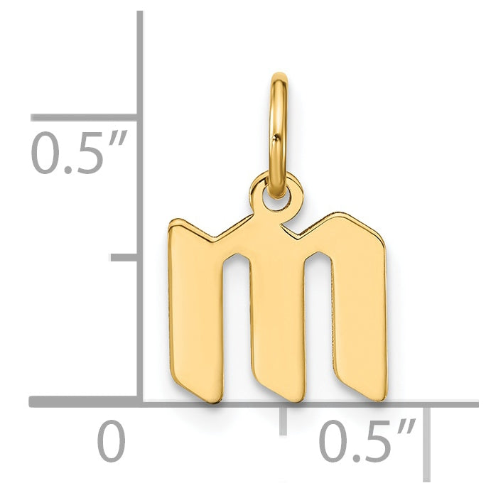14K Yellow Gold Lowercase Letter M Initial Pendant