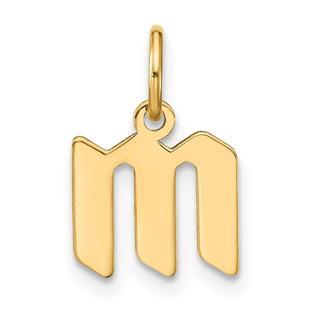 14K Yellow Gold Lowercase Letter M Initial Pendant
