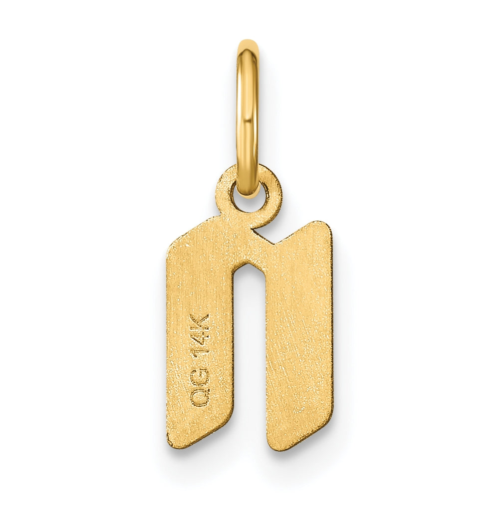 14K Yellow Gold Lowercase Letter N Initial Pendant