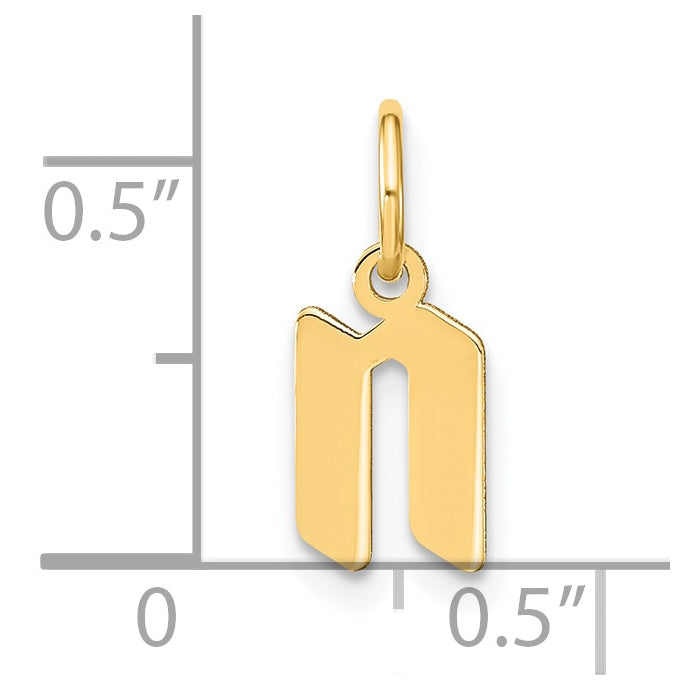 14K Yellow Gold Lowercase Letter N Initial Pendant