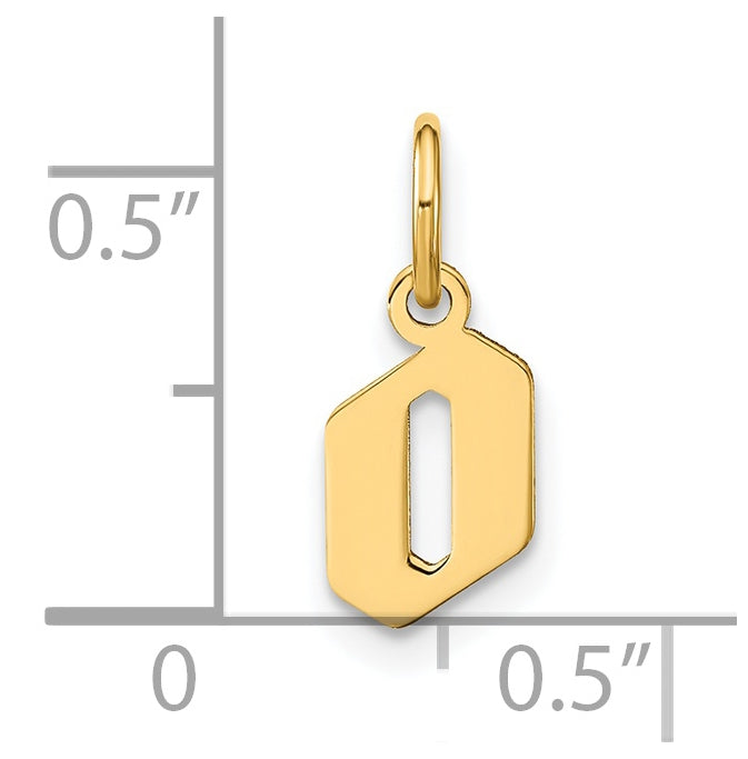 14K Yellow Gold Lowercase Letter O Initial Pendant