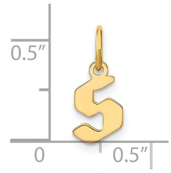 14K Yellow Gold Lowercase Letter S Initial Pendant