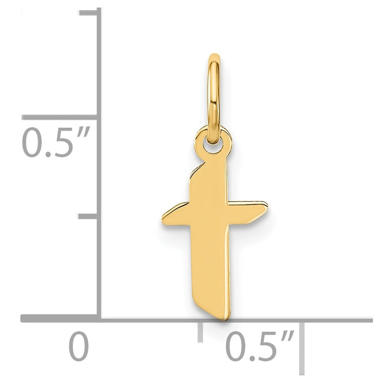 14K Yellow Gold Lowercase Letter T Initial Pendant