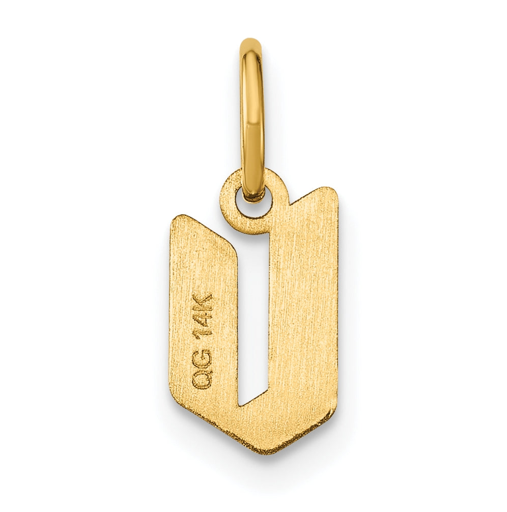 14K Yellow Gold Lowercase Letter V Initial Pendant