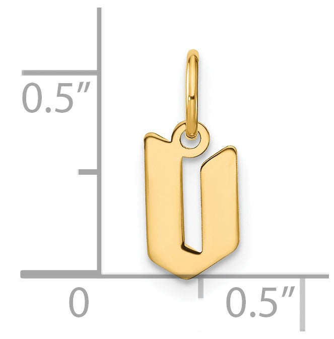 14K Yellow Gold Lowercase Letter V Initial Pendant