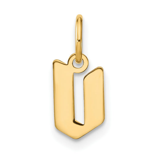 14K Yellow Gold Lowercase Letter V Initial Pendant