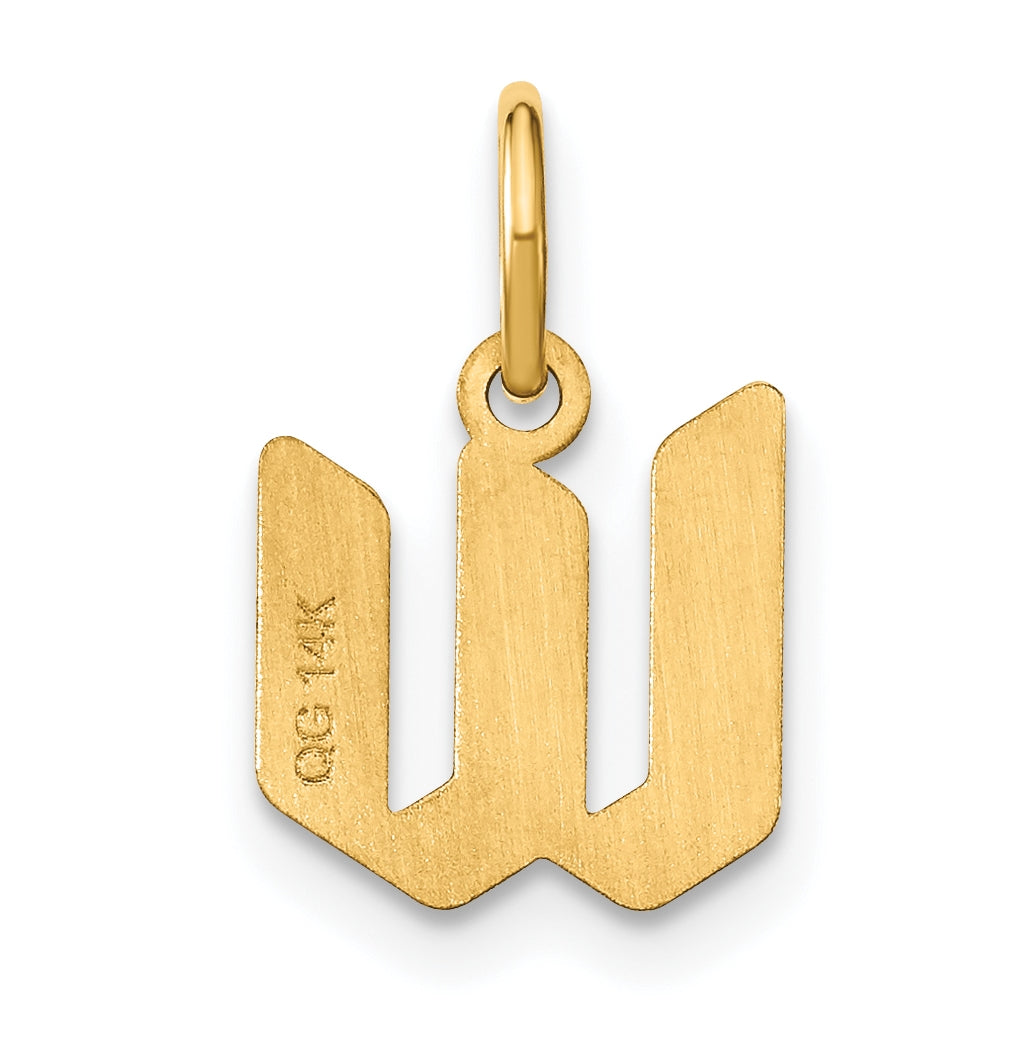 14K Yellow Gold Lowercase Letter W Initial Pendant