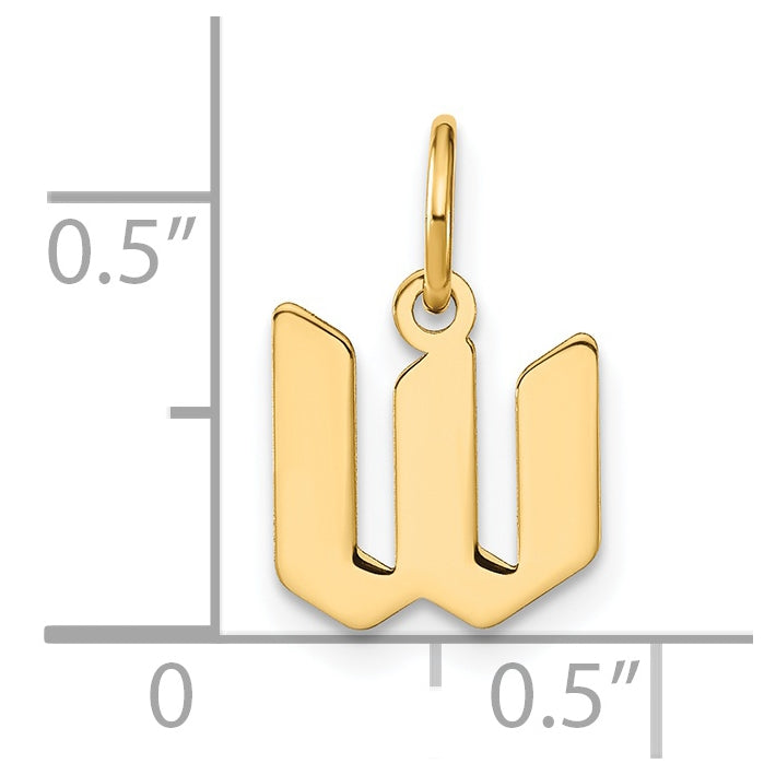 14K Yellow Gold Lowercase Letter W Initial Pendant
