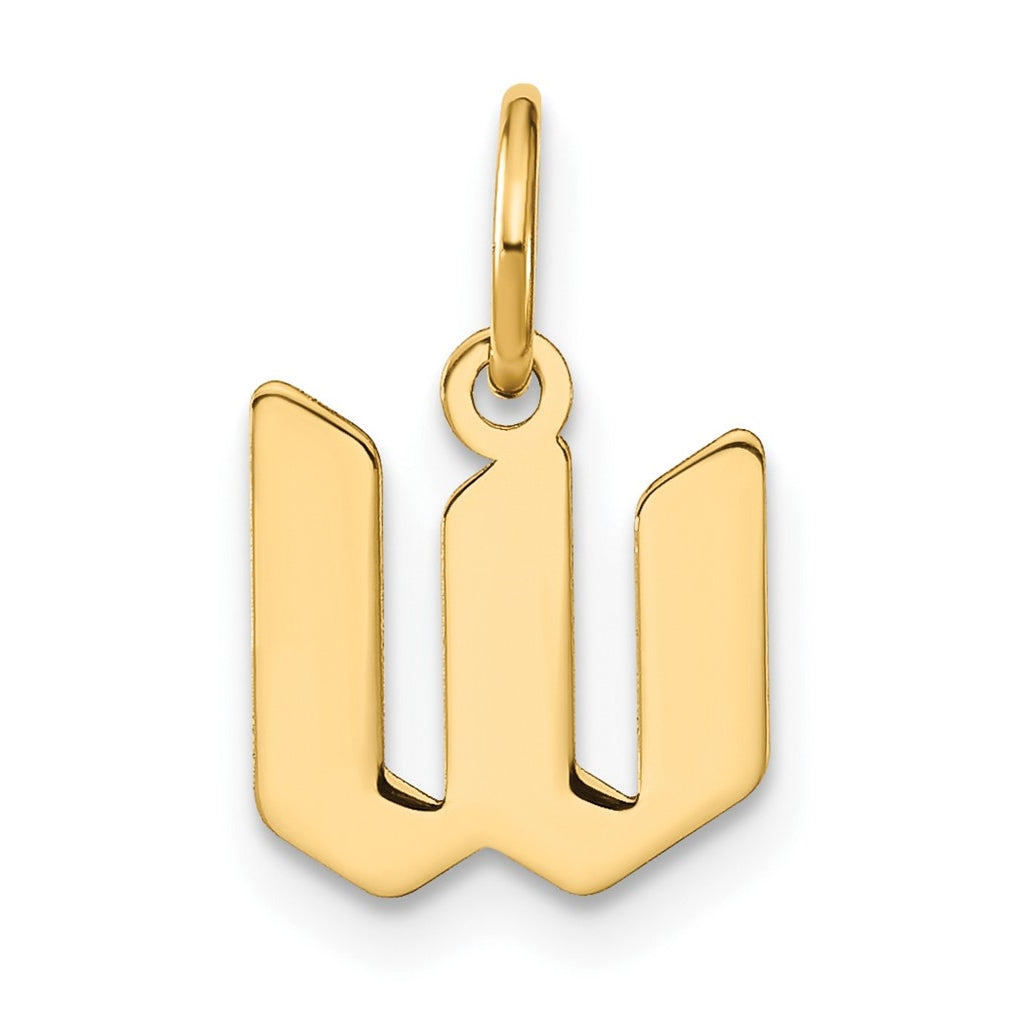 14K Yellow Gold Lowercase Letter W Initial Pendant