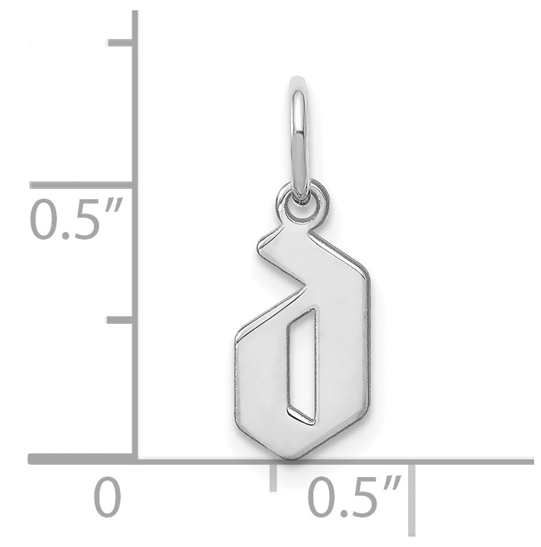 Sterling Silver Rhodium plated Lower case Letter D Initial Pendant
