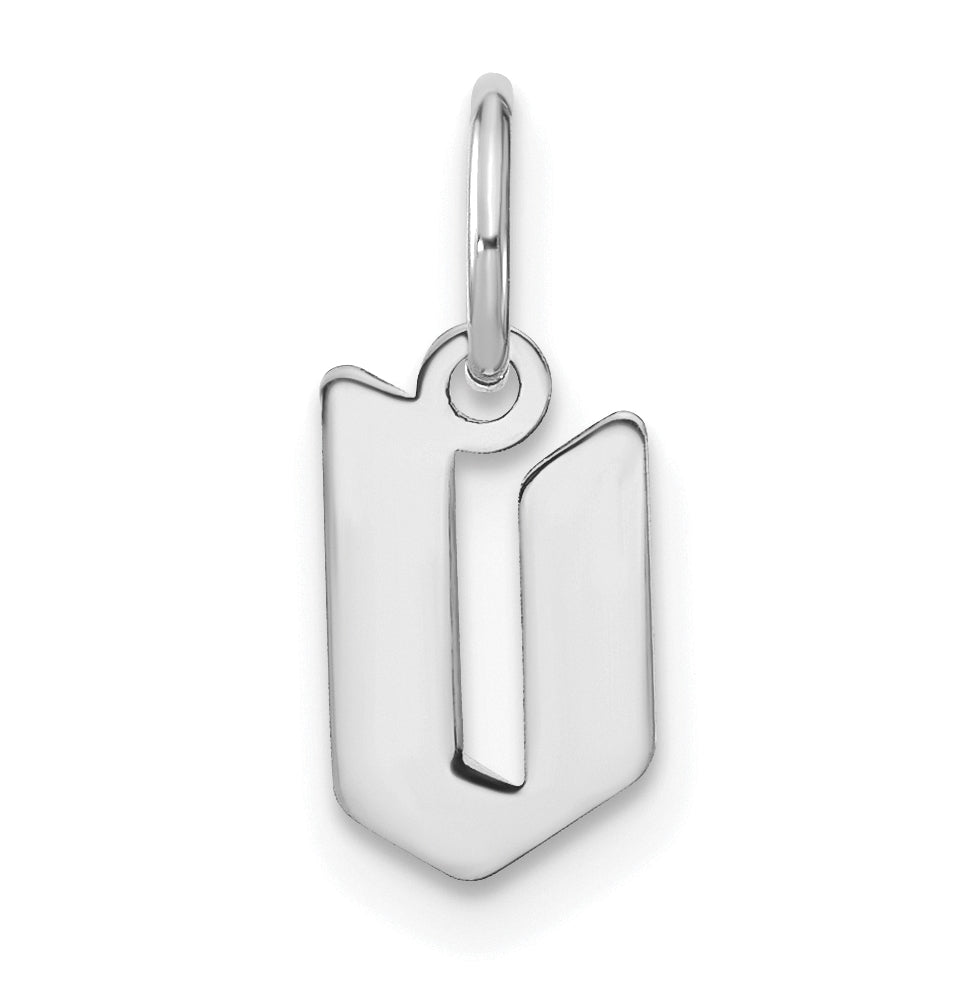 Sterling Silver Rhodium plated Lower case Letter V Initial Pendant