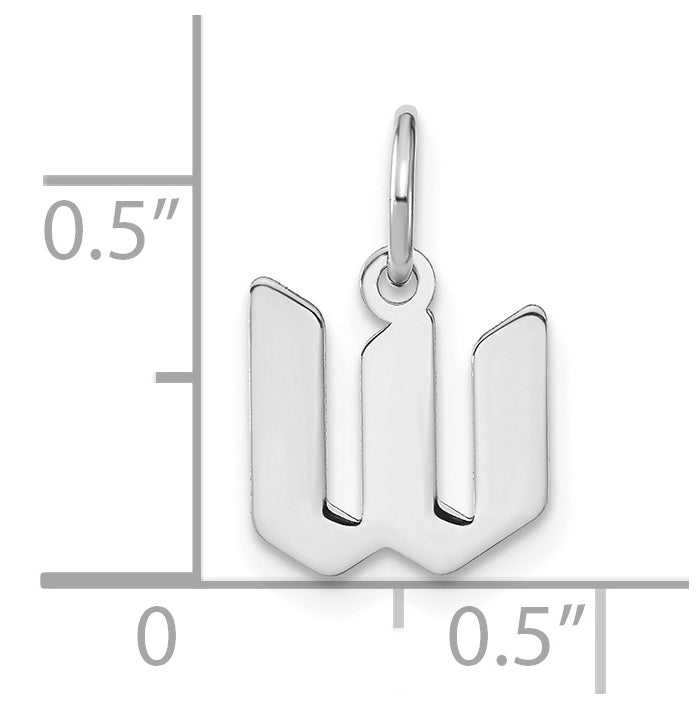 Sterling Silver Rhodium plated Lower case Letter W Initial Pendant