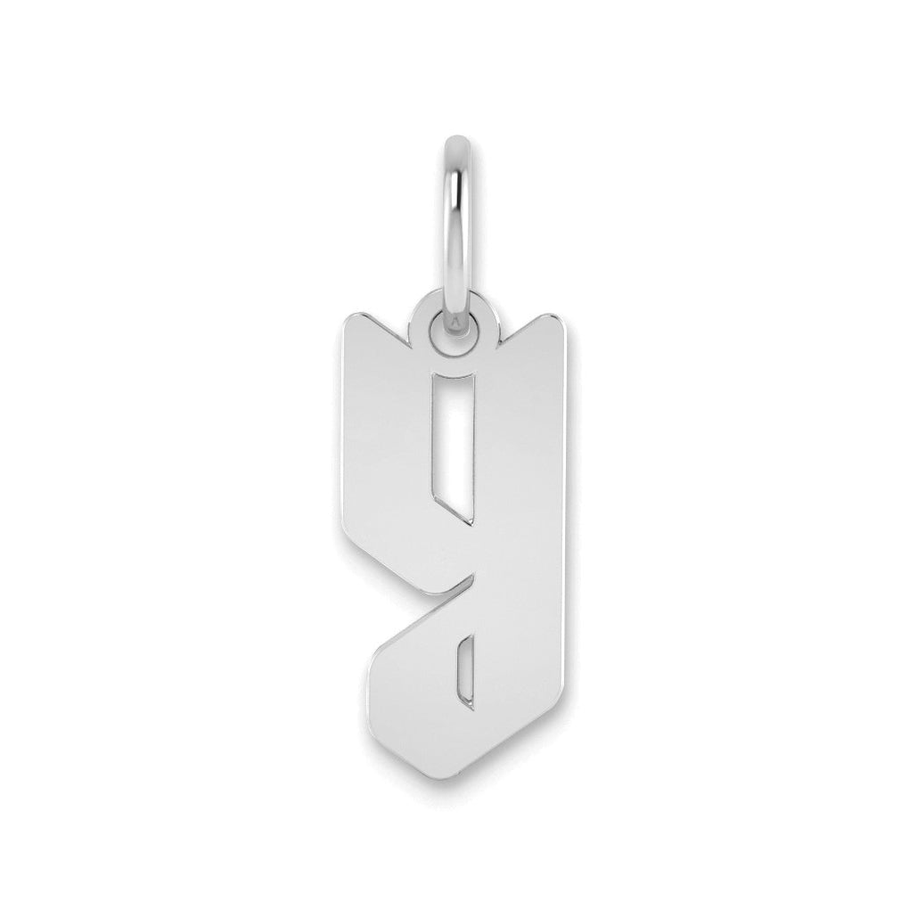 Sterling Silver Rhodium plated Lower case Letter Y Initial Pendant