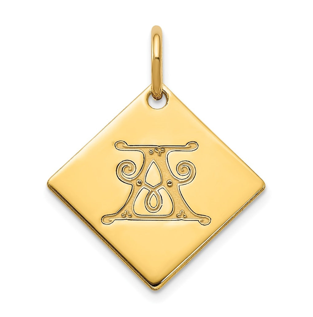Sterling Silver Polished Gold Plated Gold Letter A Initial Charm