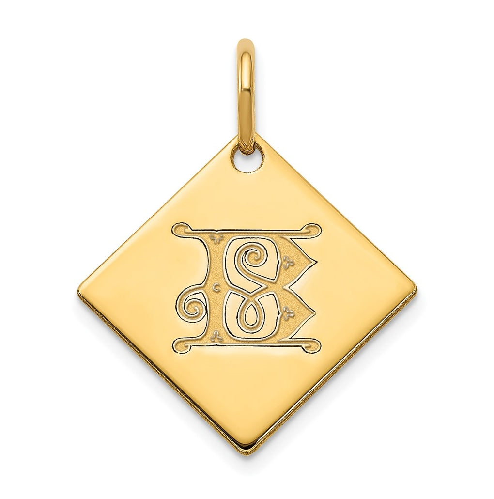 Sterling Silver Polished Gold Plated Gold Letter B Initial Charm