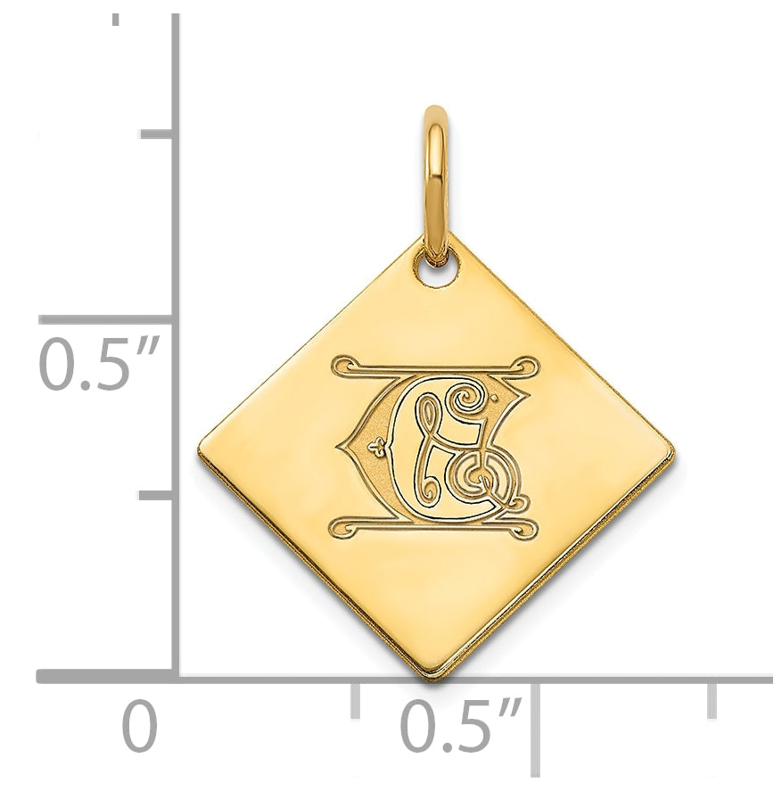 Sterling Silver Polished Gold Plated Gold Letter C Initial Charm