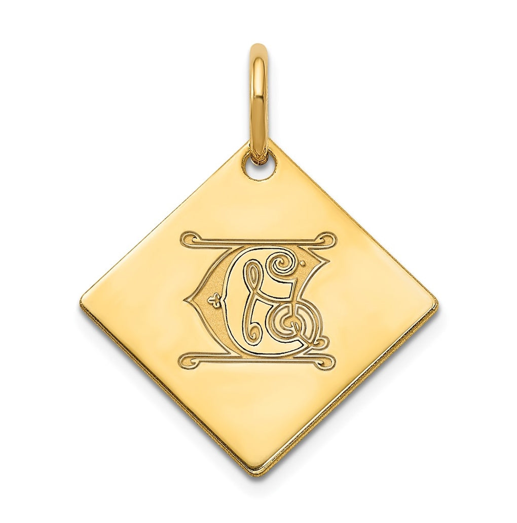 Sterling Silver Polished Gold Plated Gold Letter C Initial Charm