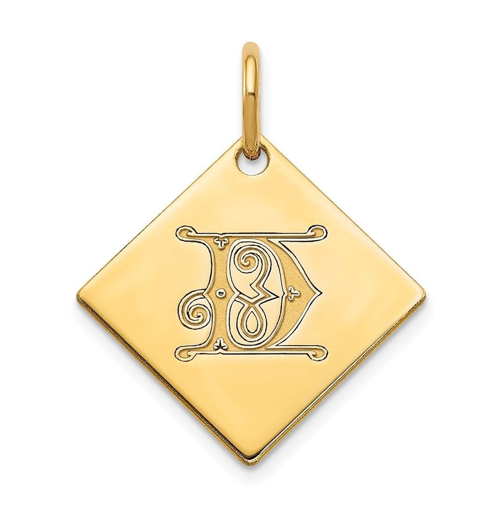 Sterling Silver Polished Gold Plated Gold Letter D Initial Charm