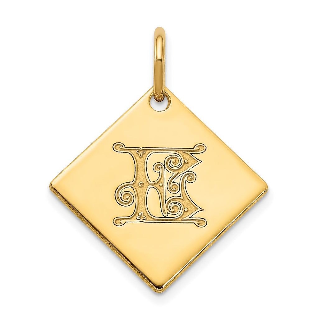 Sterling Silver Polished Gold Plated Gold Letter E Initial Charm