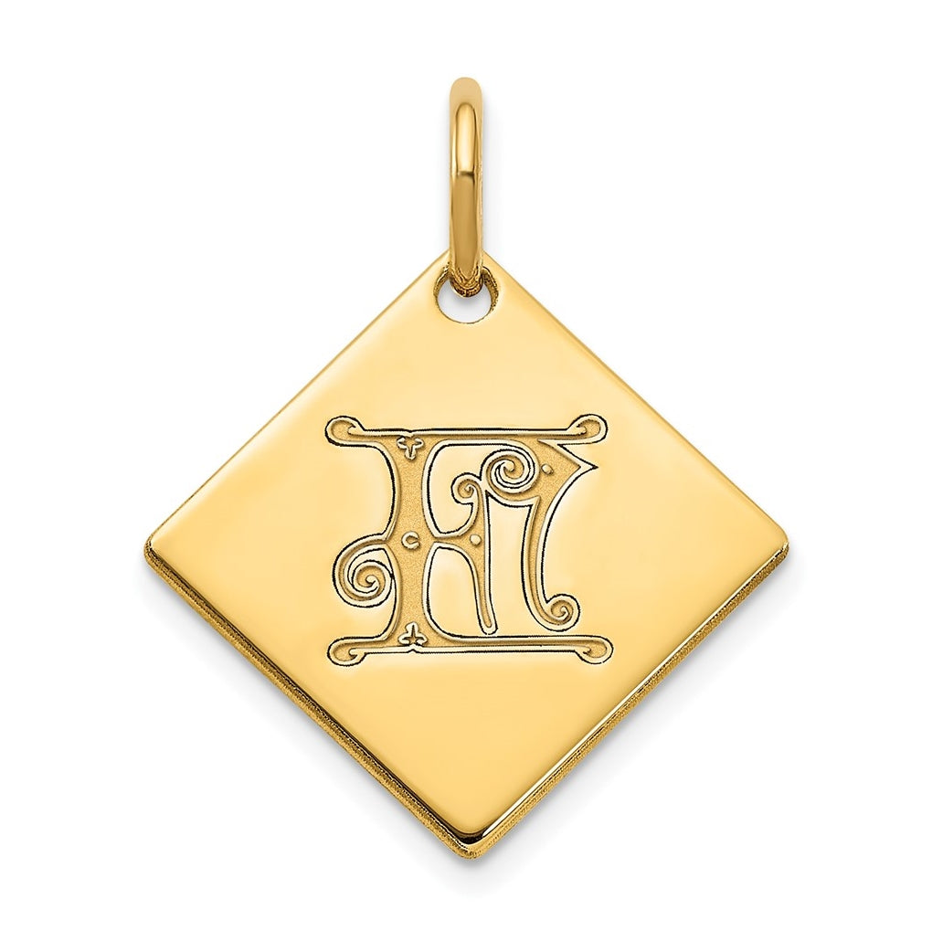 Sterling Silver Polished Gold Plated Gold Letter F Initial Charm