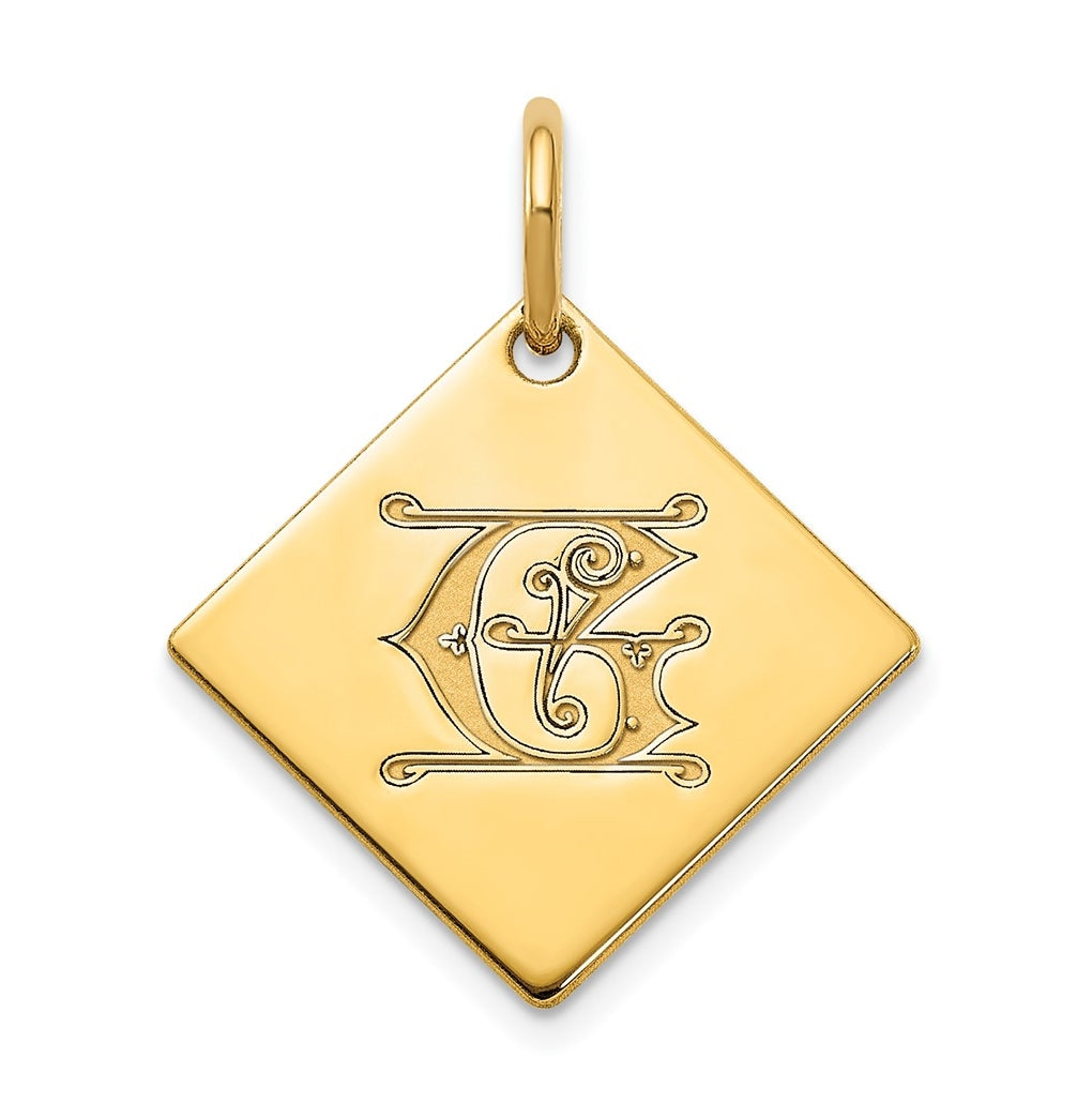 Sterling Silver Polished Gold Plated Gold Letter G Initial Charm