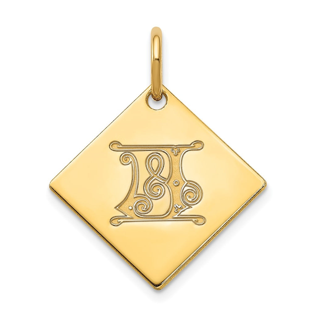 Sterling Silver Polished Gold Plated Gold Letter J Initial Charm