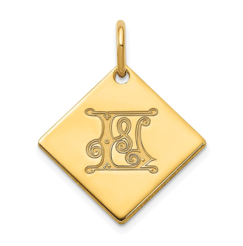 Sterling Silver Polished Gold Plated Gold Letter L Initial Charm