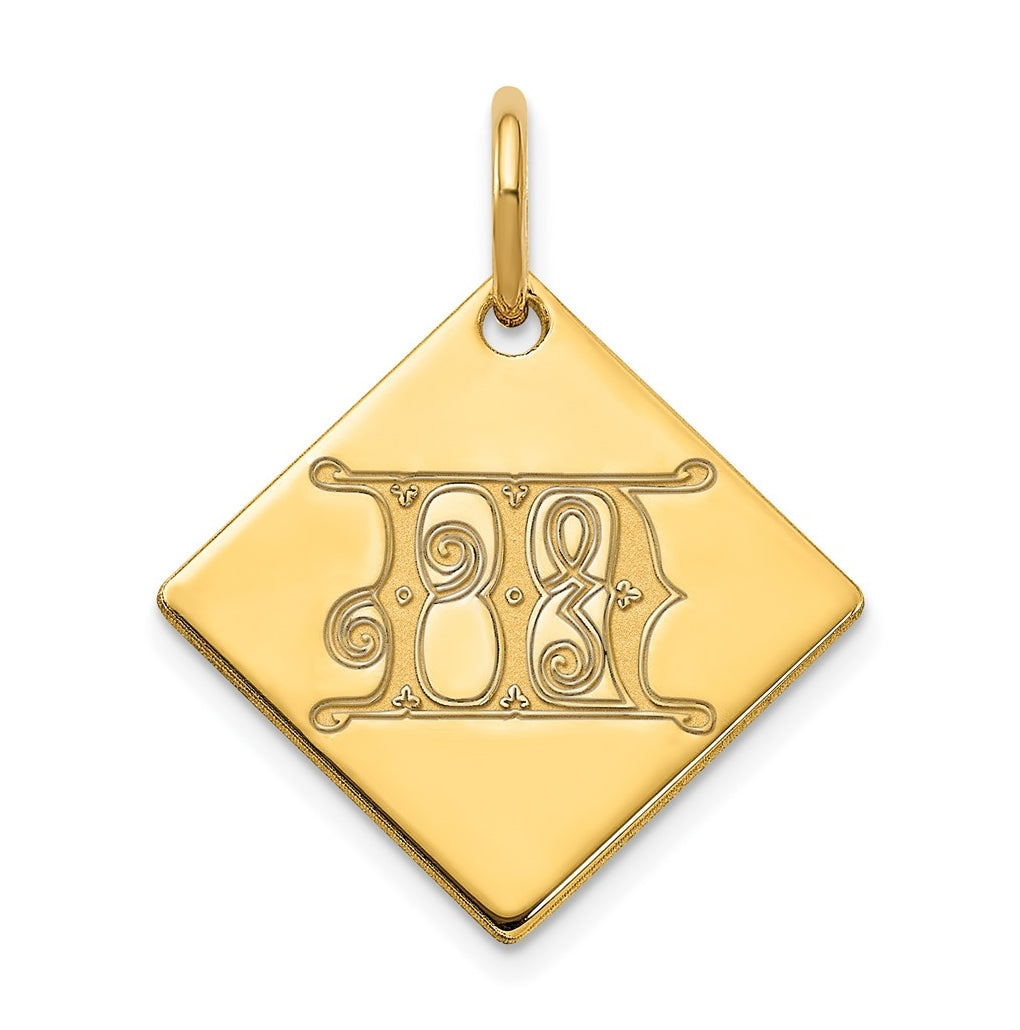 Sterling Silver Polished Gold Plated Gold Letter M Initial Charm