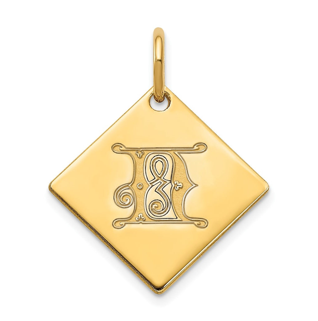 Sterling Silver Polished Gold Plated Gold Letter N Initial Charm