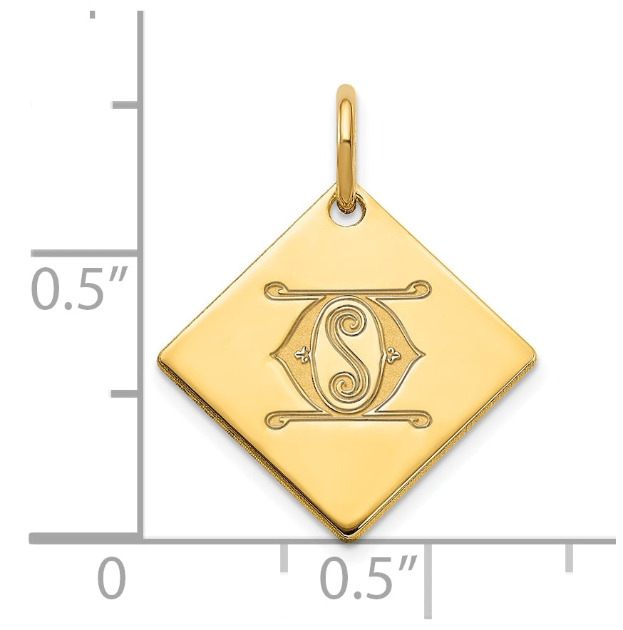 Sterling Silver Polished Gold Plated Gold Letter O Initial Charm