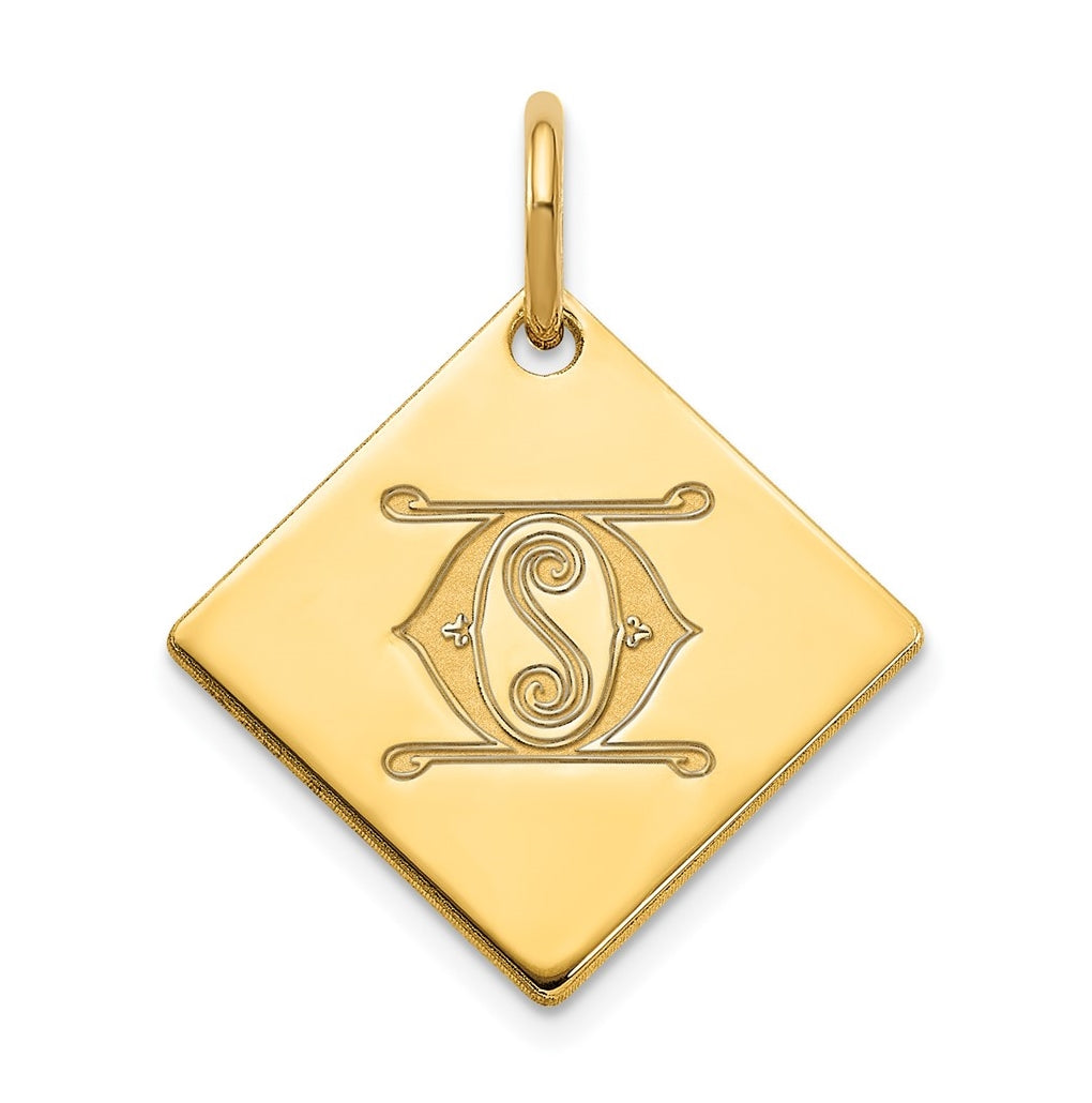 Sterling Silver Polished Gold Plated Gold Letter O Initial Charm