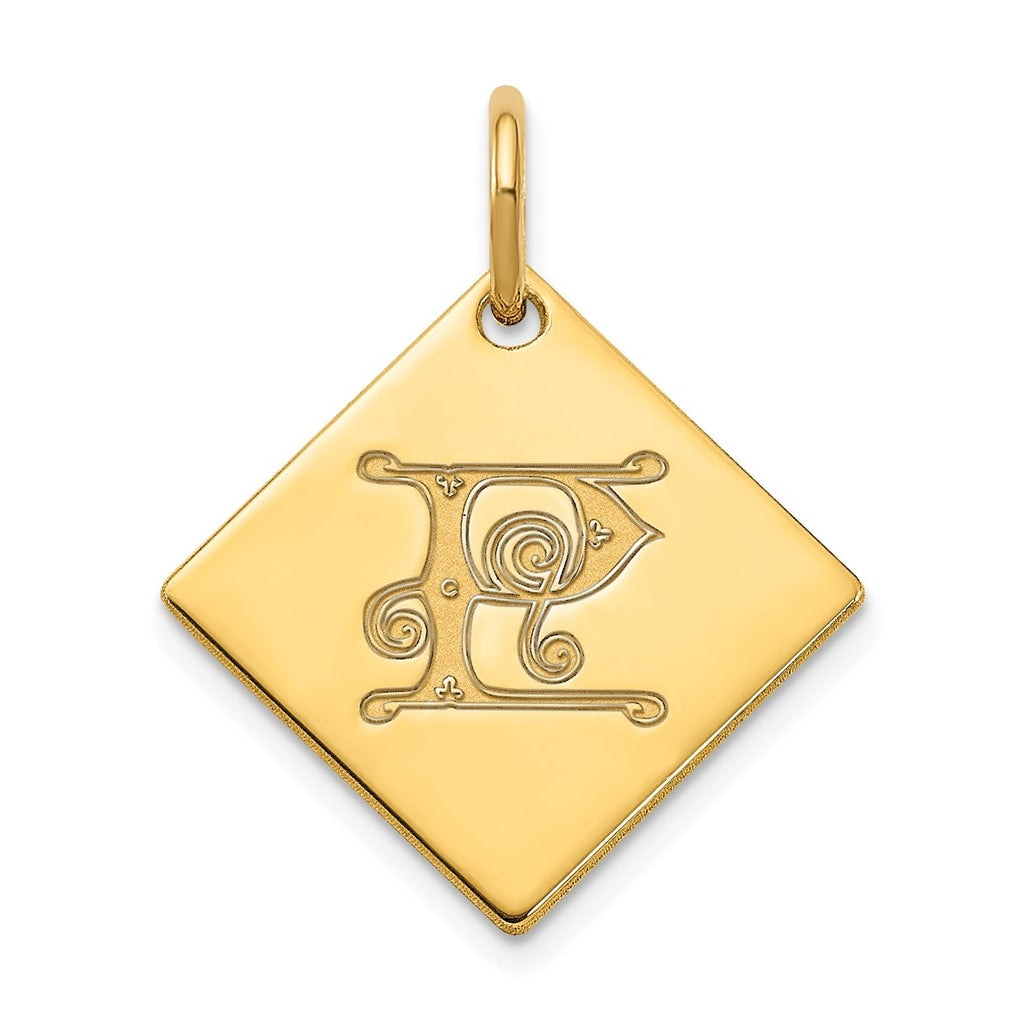 Sterling Silver Polished Gold Plated Gold Letter P Initial Charm