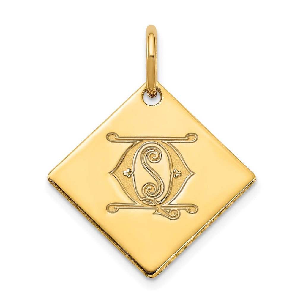 Sterling Silver Polished Gold Plated Gold Letter Q Initial Charm