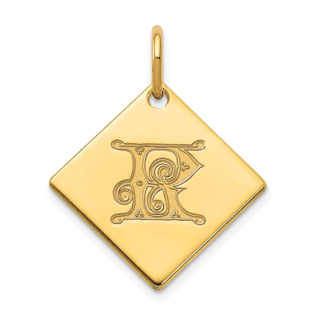 Sterling Silver Polished Gold Plated Gold Letter R Initial Charm