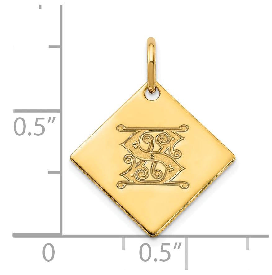 Sterling Silver Polished Gold Plated Gold Letter S Initial Charm