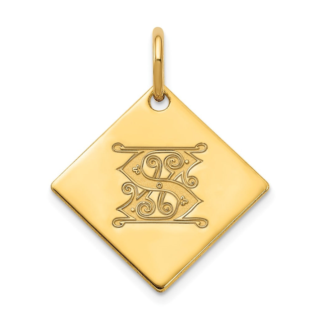 Sterling Silver Polished Gold Plated Gold Letter S Initial Charm