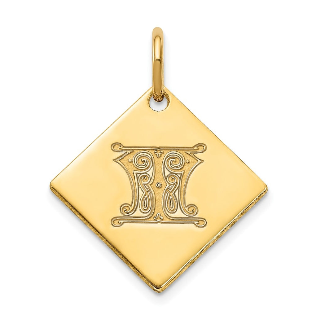 Sterling Silver Polished Gold Plated Gold Letter T Initial Charm