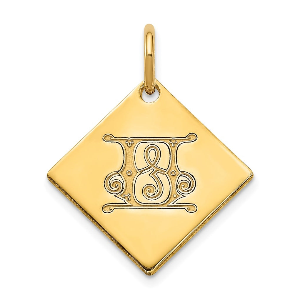Sterling Silver Polished Gold Plated Gold Letter U Initial Charm