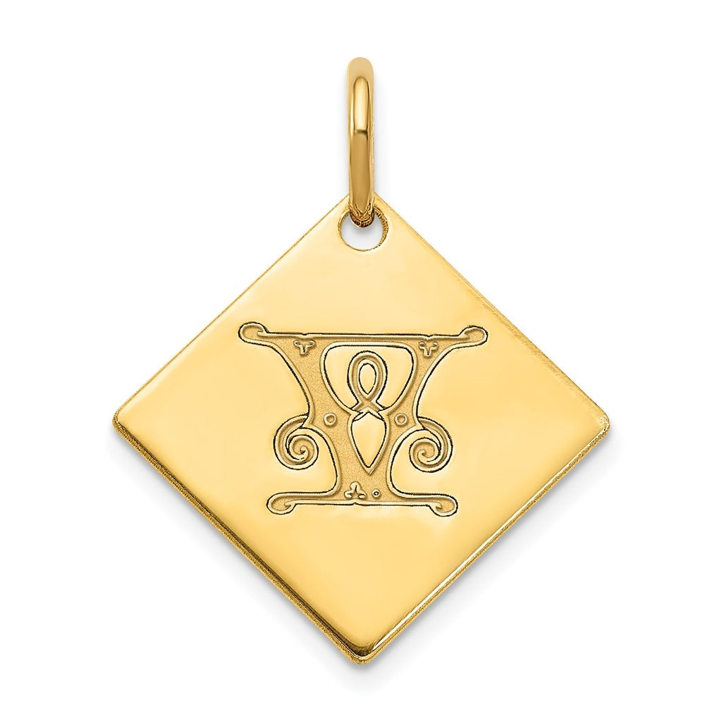 Sterling Silver Polished Gold Plated Gold Letter V Initial Charm