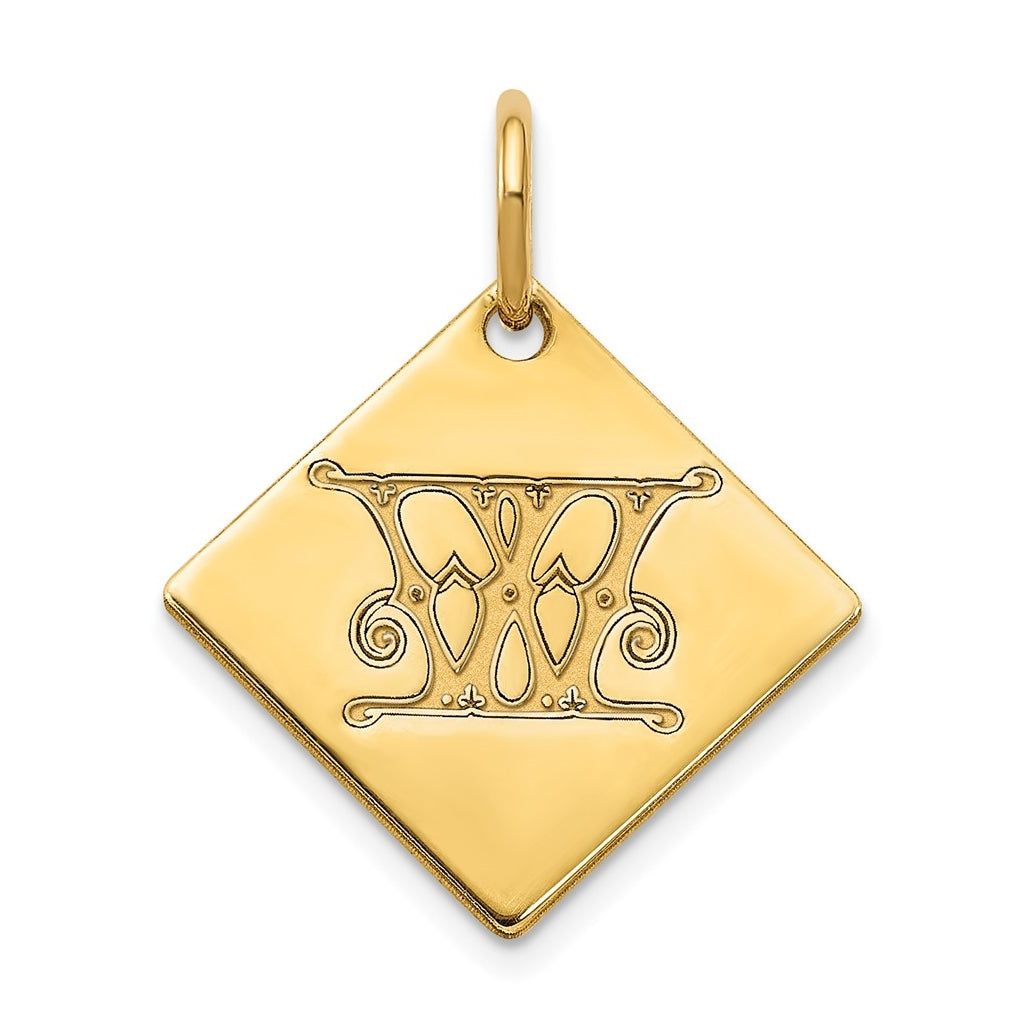 Sterling Silver Polished Gold Plated Gold Letter W Initial Charm