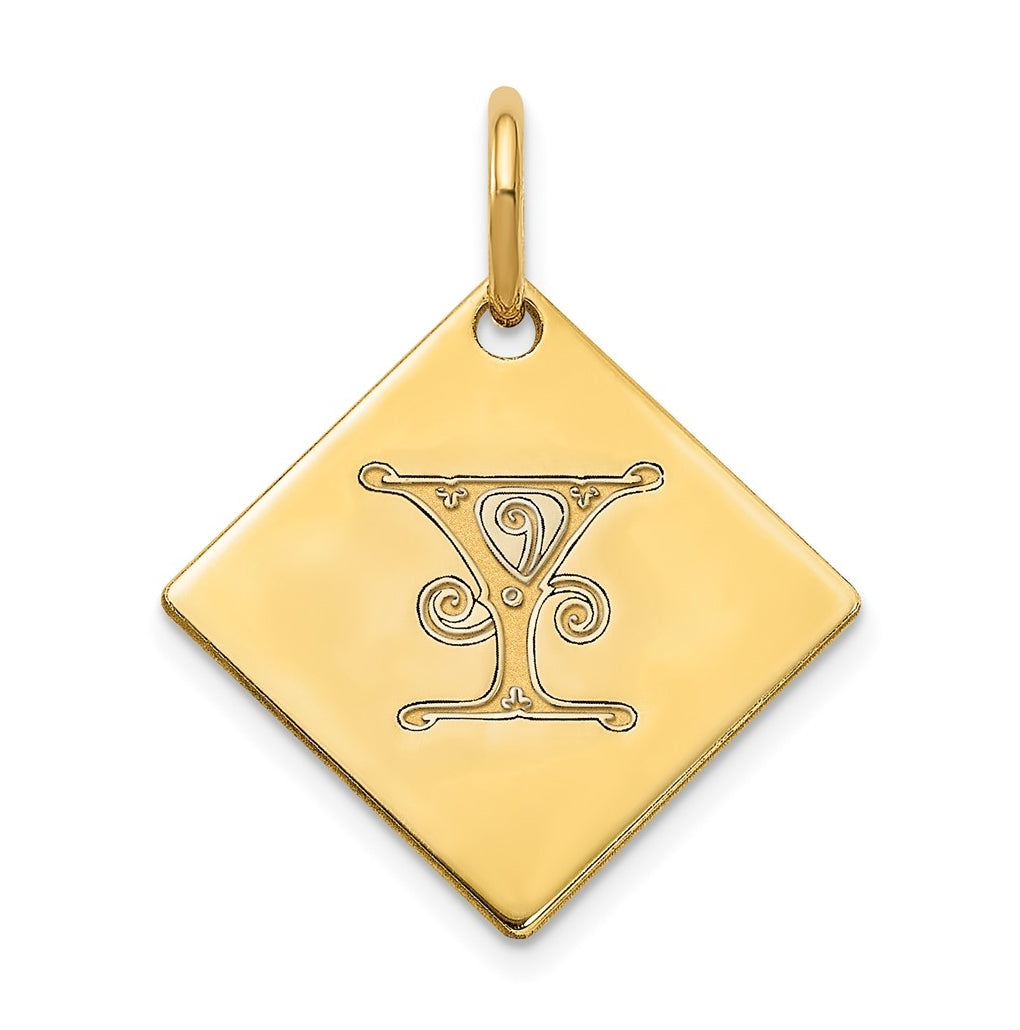 Sterling Silver Polished Gold Plated Gold Letter Y Initial Charm