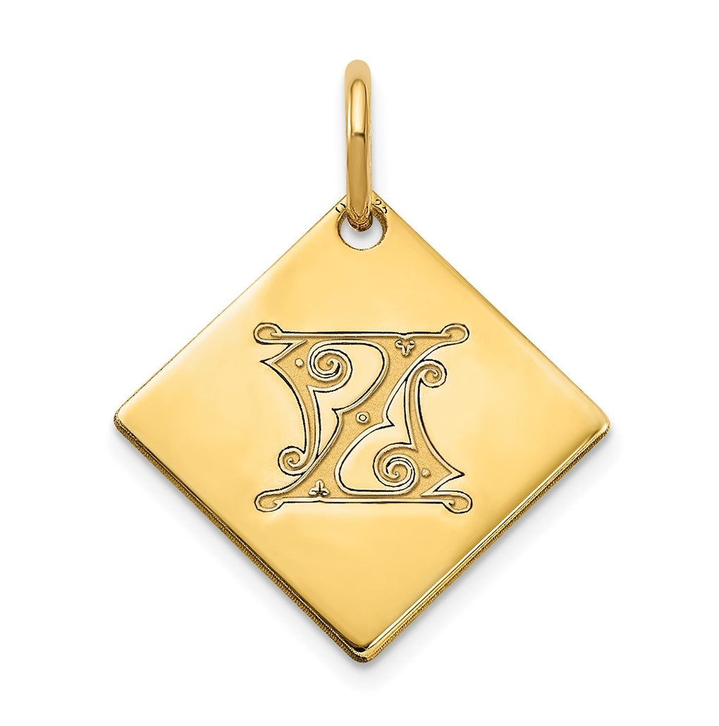 Sterling Silver Polished Gold Plated Gold Letter Z Initial Charm
