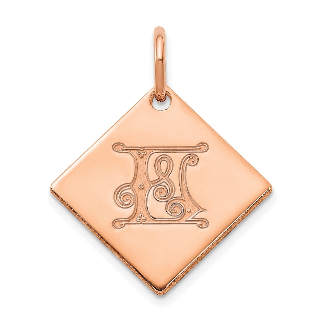 Sterling Silver Polished Rose Gold Plated Gold Letter L Initial Charm