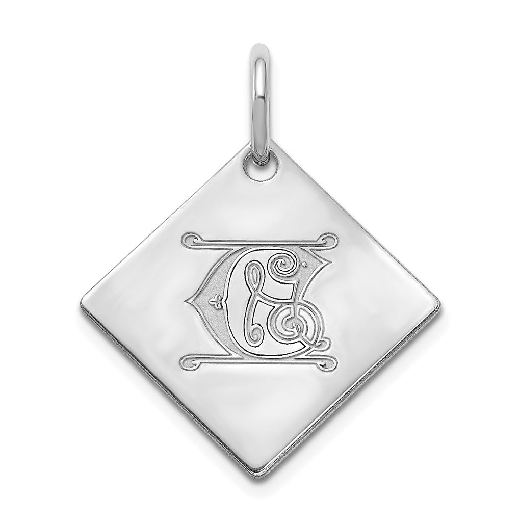 Sterling Silver Polished Gold Letter C Initial Charm