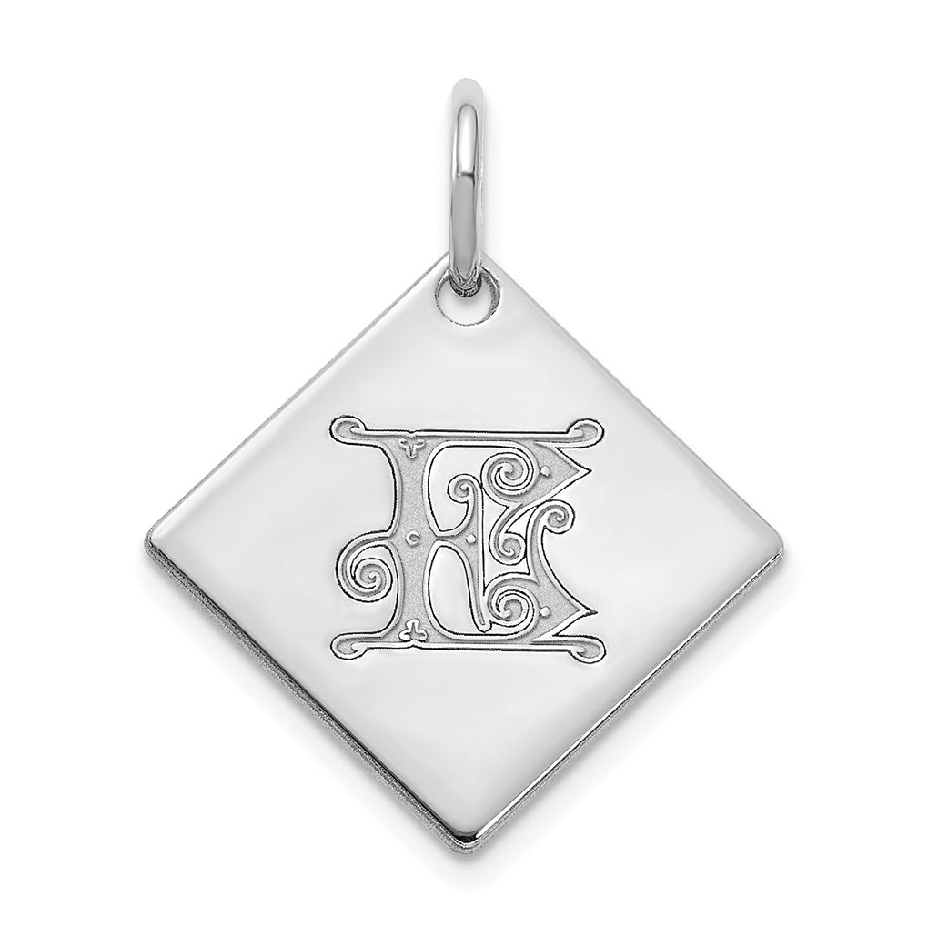 Sterling Silver Polished Gold Letter E Initial Charm