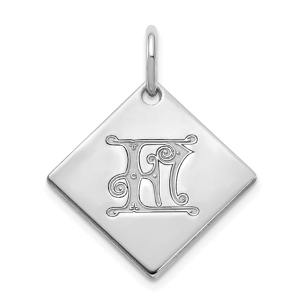 Sterling Silver Polished Gold Letter F Initial Charm